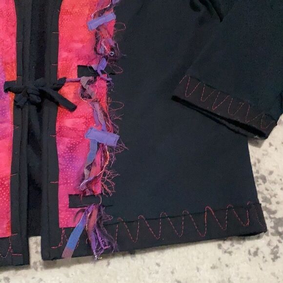 VTG ElizAbeth fleece cardigan patch work size M light jacket - Picture 5 of 12